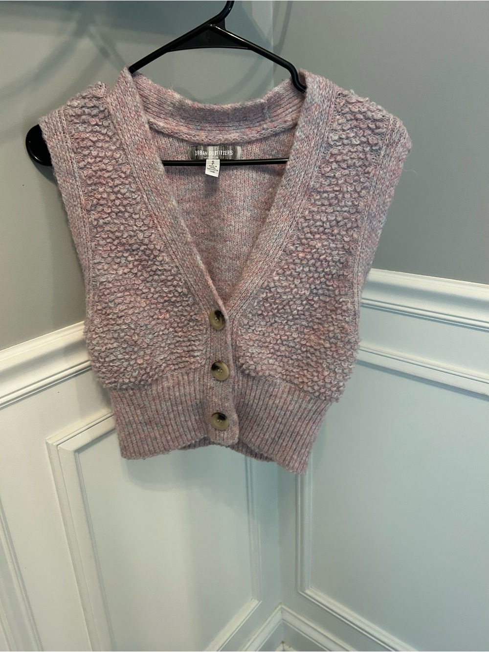 Urban Outfitters Soft Pink Textured Knit Button-Front Sweater Vest